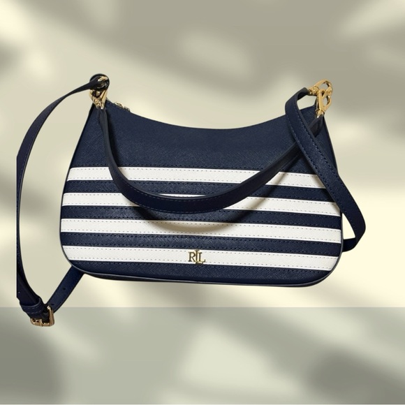 Lauren Ralph Lauren Handbags - Lauren Ralph Lauren Blue and Cream Shoulder Bag